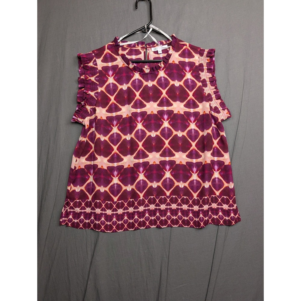 DR2 Vibrant Multicolor Patterned Blouse Sleeveless Size XL